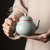 寻心仿宋天青汝窑小茶壶单壶陶瓷，茶具家用喝茶汝瓷开片可养泡茶壶