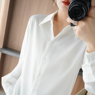 垂感白色衬衫女设计感小众上衣高级感抗皱醋酸缎面真丝质感衬衣春