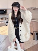 春秋韩系披肩外搭开衫高级慵懒针织外套女长袖，上衣宽松时尚薄毛衣