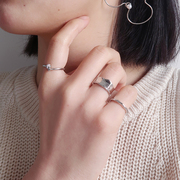 TASTE尝试 小众设计简约低调日常百搭时髦开口戒指指环三件套组合