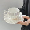 ins贝壳陶瓷马克杯女咖啡水杯家用珍珠杯碟，套装高颜值杯子伴手礼