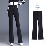 爱贝拉女裤2023秋季喇叭裤，女高腰显瘦西裤休闲黑色，微喇长裤子