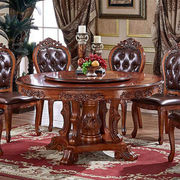 意伟家具欧式餐桌椅组合实木圆桌家用饭桌6/8/10人美式带转盘仿古
