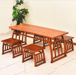 国学马鞍桌椅儿童课桌书法，临摹台中式老榆木中式实木茶凳