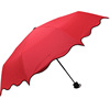 红色伞 拱形公主伞三折折叠女士防晒太阳伞遮阳晴雨伞黑胶防晒伞