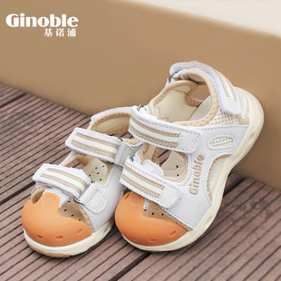 基诺浦机能鞋夏季宝宝凉鞋1-3岁儿童鞋子男童女婴儿学步包头软底