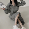韩国chic小众设计感立领拉链短款防晒外套+高腰抽绳半身裙套装女