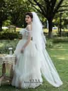 新娘结婚礼主婚纱头纱多层旅拍照超仙森系户外婚礼长款头纱