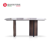 意式极简实木天然大理石餐桌椅组合小户型简约现代长方形吃饭桌子