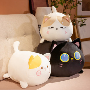 胖猫咪大抱枕黑猫，圆毛绒玩具，胖嘟嘟猫咪沙发床头公仔娃娃靠枕
