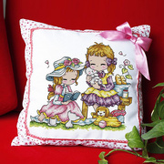 十字绣情侣抱枕精准印花可爱卡通动漫小女孩，欧式人物图案靠垫枕套