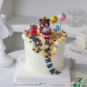 儿童生日蛋糕装饰摆件派对，帽小熊可爱字母，小熊蜡烛甜品台烘焙插件