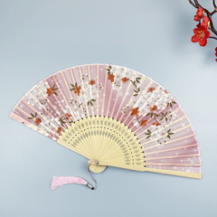 古风扇子折扇中国风夏季折叠女式真丝扇汉服旗袍舞V蹈扇日式樱花