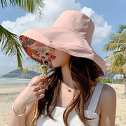 双面渔夫帽女夏季遮阳防晒紫外线大帽檐圆脸适合的盆帽子遮脸深顶