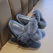 女童雪地靴2023冬季儿童，真皮兔毛棉鞋加绒加厚中筒靴宝宝靴子