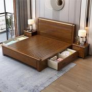 实木床现代简约新中式1.5米单人床工厂1.8主卧高箱储物双人床
