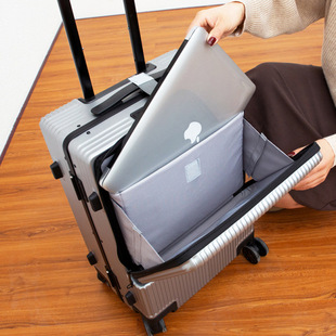 商务前置开口行李箱，侧开拉杆箱电脑登机旅行箱，男女20寸可充电24寸