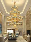 复式楼大吊灯欧式水晶灯陶瓷三层，客厅酒店楼梯，跃层别广东中山灯具