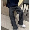 mrdong东大门韩国男装，小众纹理复古风，丹宁原色阔腿直筒牛仔裤