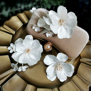 精致手工白色花朵发夹套装新娘饰品写真摄影跟妆造型仙气配饰