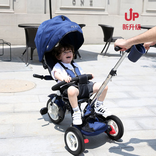 小虎子宝宝三轮车脚踏车折叠可坐可躺座椅，旋转儿童三轮车手推童车