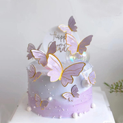 蝴蝶蛋糕烘焙装饰摆件唯美女神，羽毛蝴蝶梦幻水晶球蛋糕装饰摆件