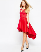 夏季大码女装v领大红短袖，燕尾大摆拉丁舞蹈，连衣裙主持小礼服