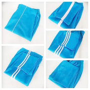 春夏季薄款单层天蓝色单条双杠纯色，中小学生男女通用校服运动裤