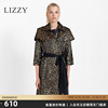 lizzy2022秋季女装，豹纹中袖收腰系带，中长款风衣外套