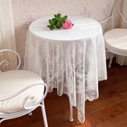 极速复古网纱镂空白色蕾丝布玫瑰桌布野餐布盖布摆拍背景布法式包