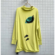 春季fairyfair高端柠檬，黄色莫代尔中长款蝙蝠衫t恤