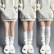 针织jk袜套袜子女白色长筒，小腿袜腿套秋冬保暖lolita堆堆袜洛丽塔