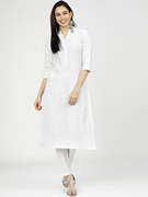进口印度民族风女装纯棉银色条纹2件套库塔清新秀雅白色套装