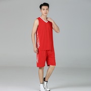 红色球服男青少年加肥加大篮球服套装学生定制球衣健身宽松跑步服