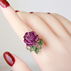 精致夸张水钻玫瑰花食指戒指女时尚，个性装饰指环潮小众设计高级感