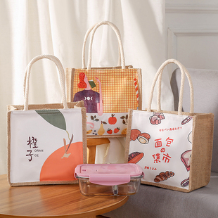 可爱ins便当包手提袋上班装饭盒袋子大容量，日式带饭午餐袋帆布包