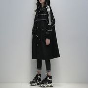 极速黑色风衣女装韩版中长款2024秋韩版立领时尚，休闲气质宽松显瘦