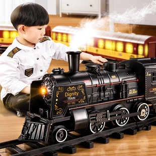 高铁停车场儿童电动小火车汽车赛车蒸汽轨道益智玩具男孩新年礼物