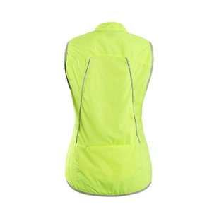 骑行马甲女士防风背心自行车装备，便携风衣无袖修身薄款透气荧光绿