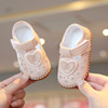 春夏女宝宝凉鞋0-2岁软底防滑婴儿，公主鞋透气皮鞋学步鞋洞洞鞋子