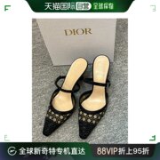 香港直发dior迪奥女士高跟鞋黑色，气质平底时尚，潮流百搭软底粗跟