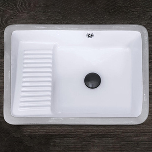 陶瓷洗衣盆带搓衣板台下盆，洗手盆家用阳台，洗衣池水槽洗衣盆