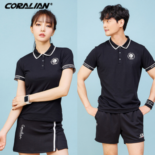 可莱安羽毛球服女套装2023翻领男女高尔夫韩国透气速干运动服