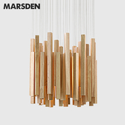 马斯登marsden现代简约创意餐厅，原木环境气氛艺术吸顶灯