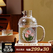 复古冷水壶玻璃，壶热水壶耐高温可加热大容量，煮茶养生泡茶冰箱家用