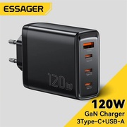 Essager GaN USB Charger 120W USB Type C Chargers PD3.0氮化镓超级快充欧规英规充电器头适用iPhone15三星