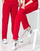 大码松紧腰运动裤卫裤健身操秋冬季男女纯大红色，比赛休闲长裤宽松