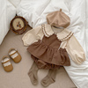 婴儿衣服春秋套装衬衫背带，哈衣裙(哈衣裙)花边娃娃，领两件套宝宝连体衣纯棉