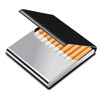 超薄10支装烟盒不锈钢皮质磁吸翻盖粗烟专用男士个性便携烟盒时尚