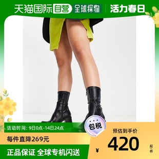 香港直邮潮奢 ASOS 女士Reversed sock 设计宽版中跟靴子(黑色)